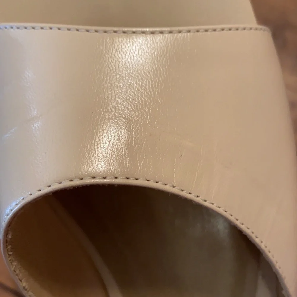 Cream Slide with Chunky Heels